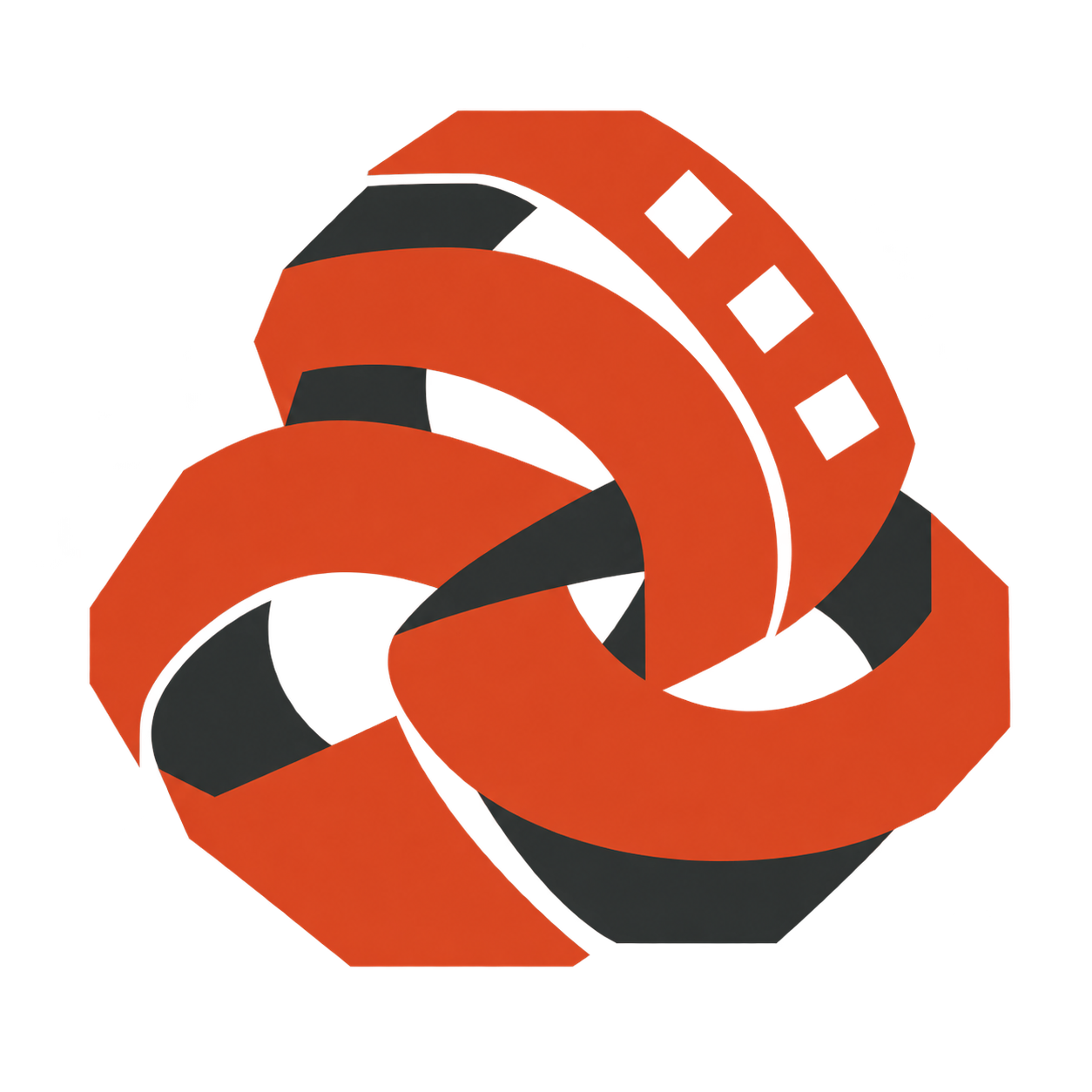 Fuzzy Media orange and charcoal woven-film logo